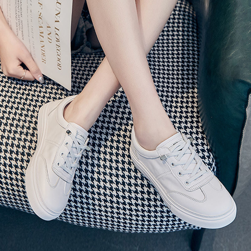Women's White Sports Versatile Korean Style Flat Casual Shoes