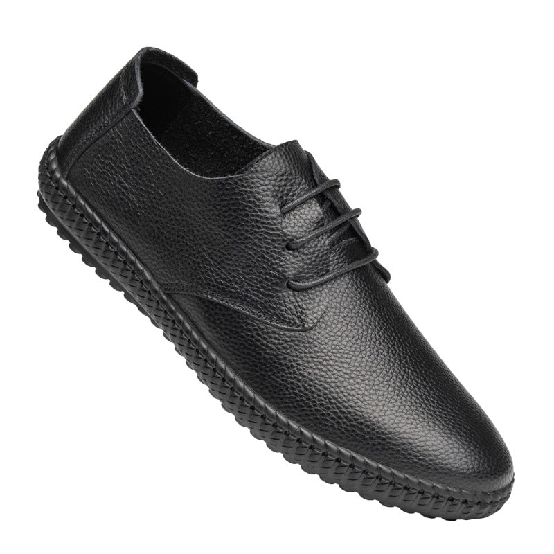 Men's Rubber Sole Full Grain Cow Flanging Soft Leather Shoes