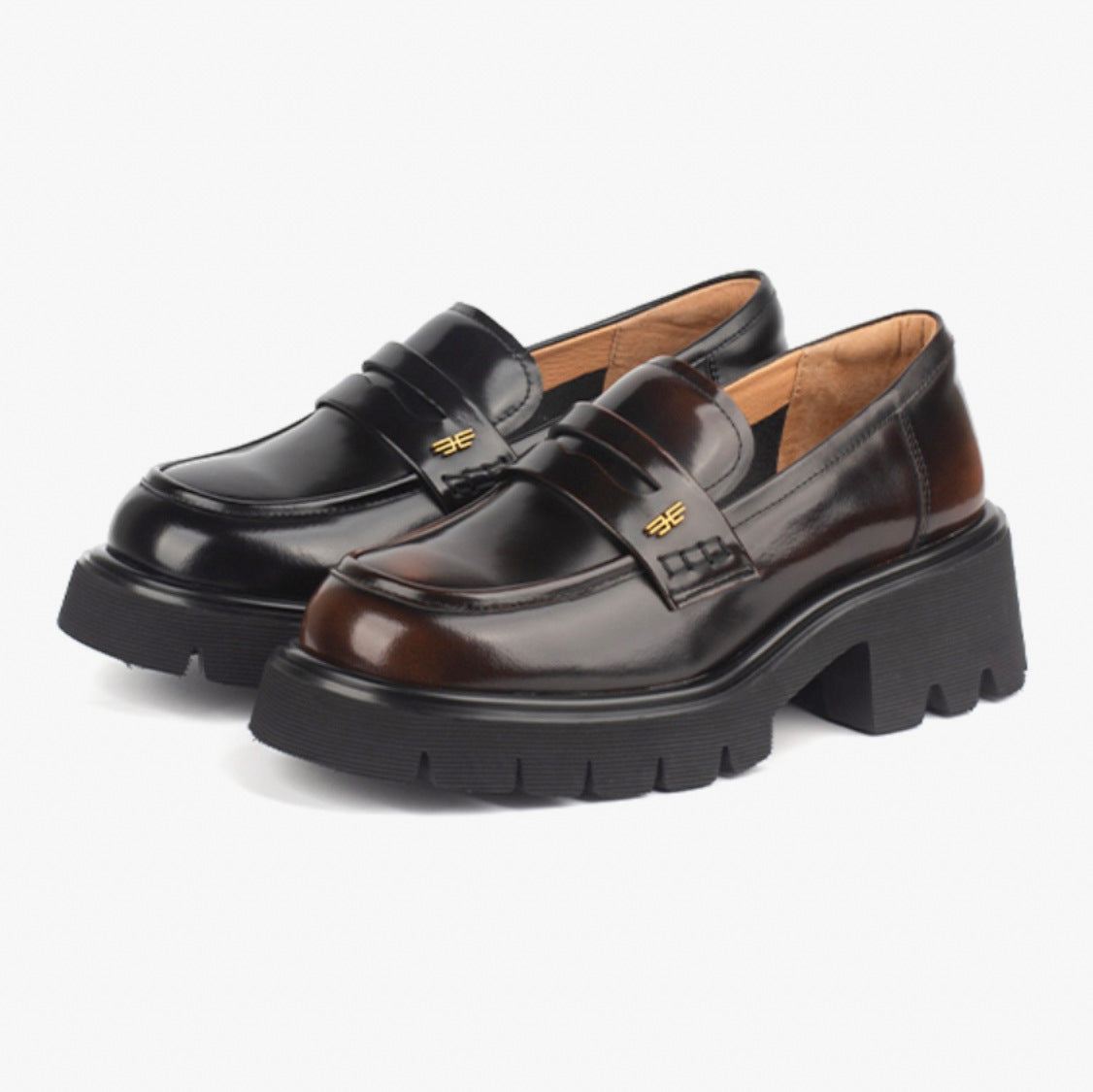 Women's Source British Style Uniform Height Increasing Loafers