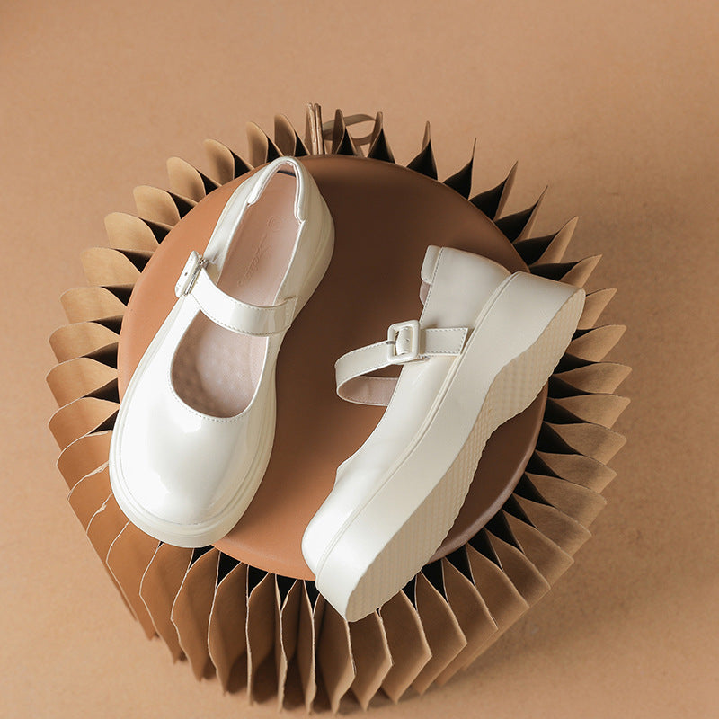 Women's British Style Small Summer Platform French Leather Shoes