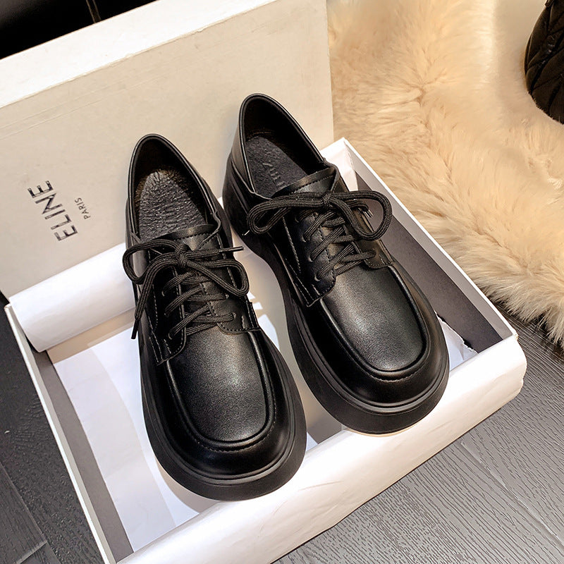 Autumn Preppy Style Lace Up Muffin British Loafers