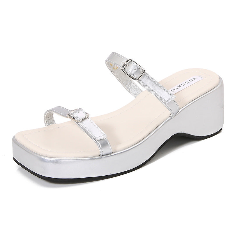 Plus Size Widened Platform With Roman Sandals