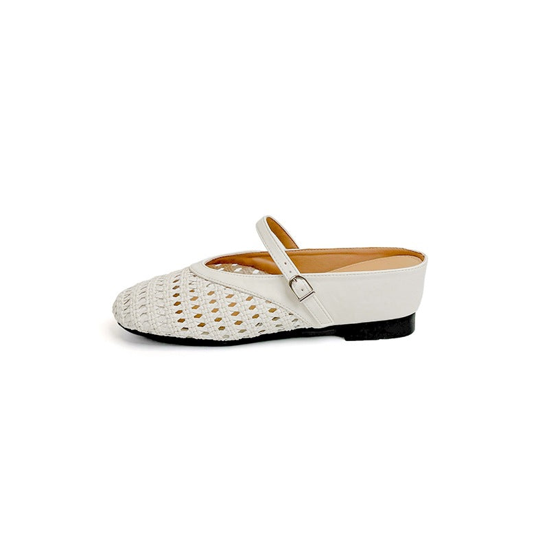 Women's Insole Simple French Hollow Woven Outer Wear Breathable Slippers