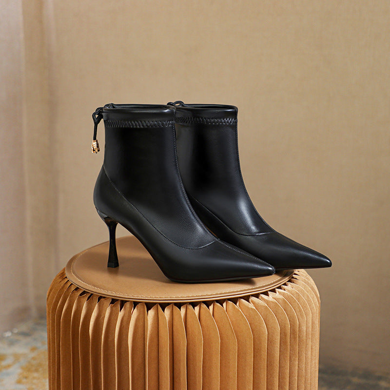 Booties Pointed Stiletto Versatile Skinny High Boots