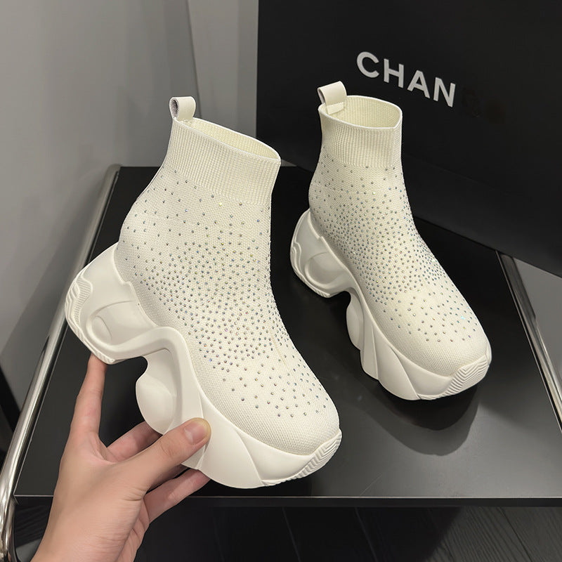Women's Socks Fashionable Flying Woven Platform Height Sneakers