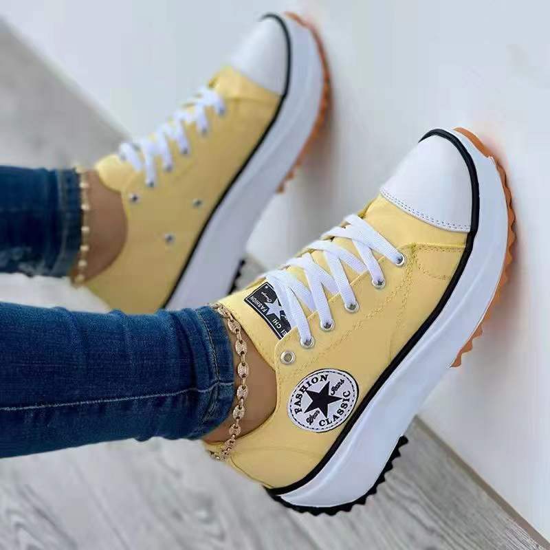 Women's Beautiful Breathable Thick Bottom Elevator Canvas Shoes