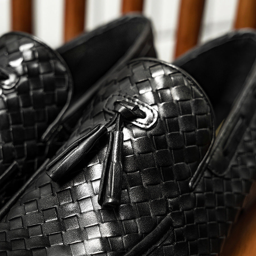 Men's Handmade Braided High-quality Korean Tassel Business Leather Shoes