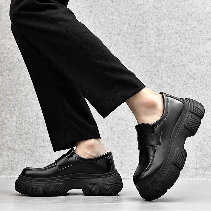 Men's Derby Platform Autumn Big Head Youth Leather Shoes