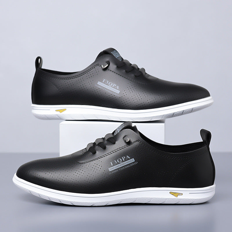 Men's Breathable Soft Bottom White Slip-on Lazy Leather Shoes