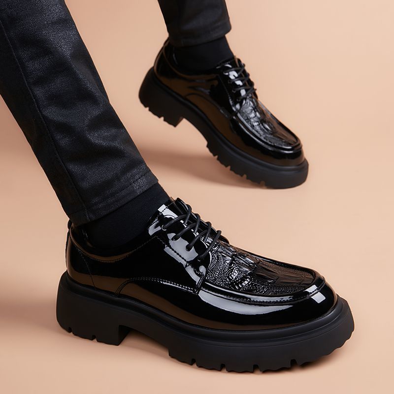 Men's Style Breathable Thick Bottom Hight Increasing Leather Shoes