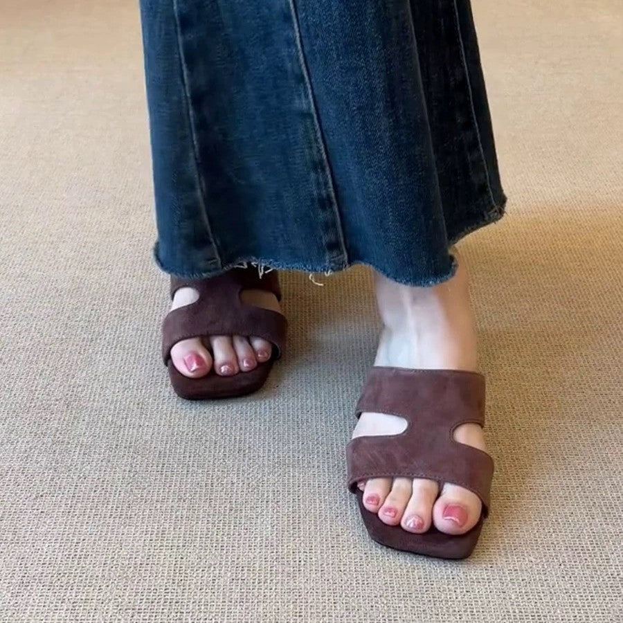 Women's Peep Toe Outer Wear Summer Mid Slippers