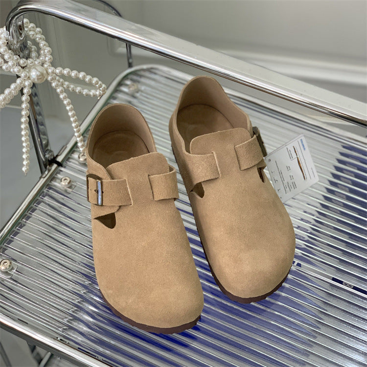 Women's Authentic Toe Box Cork Platform Slip-on Casual Shoes