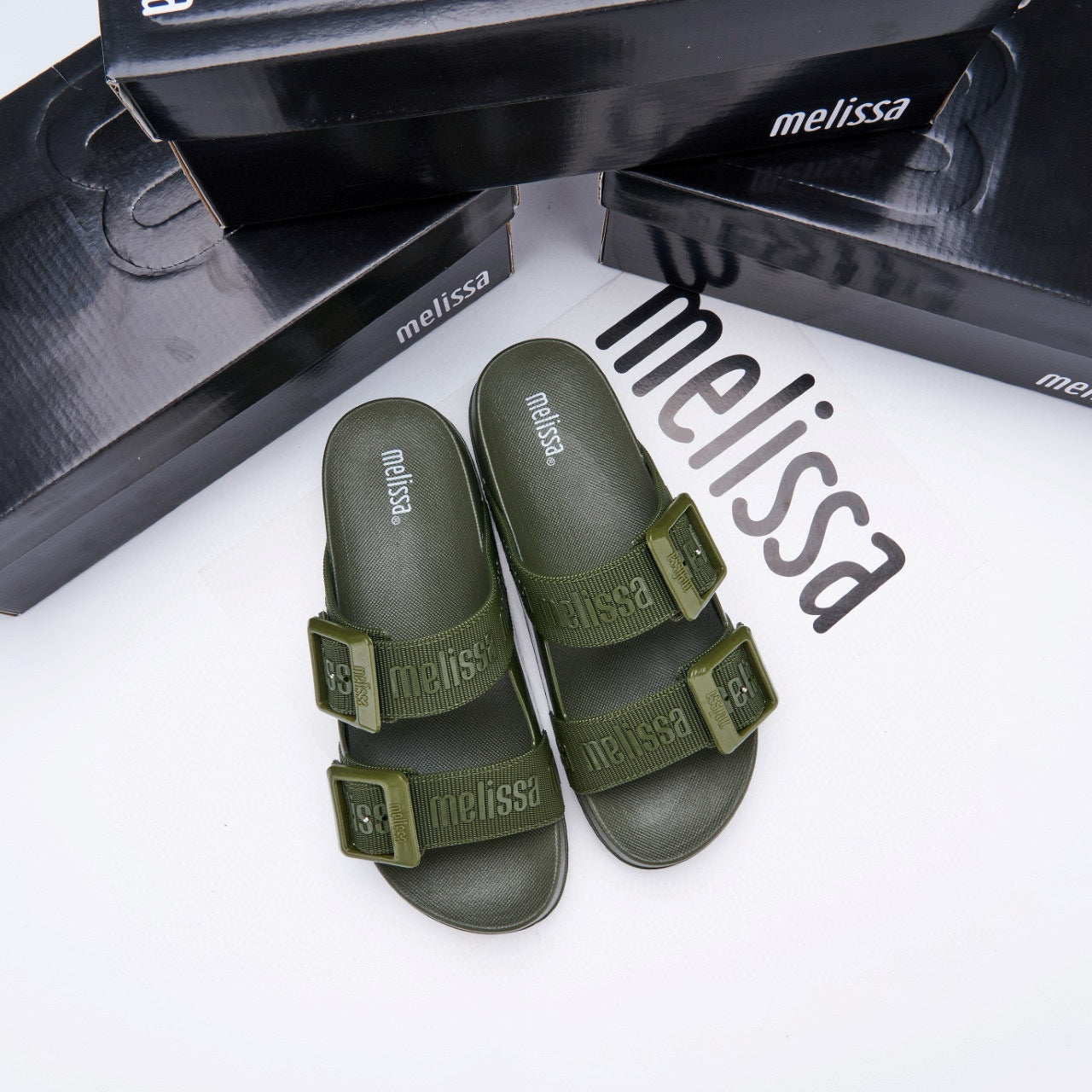 Melisa Double Buckle Word Thick Soft Slippers