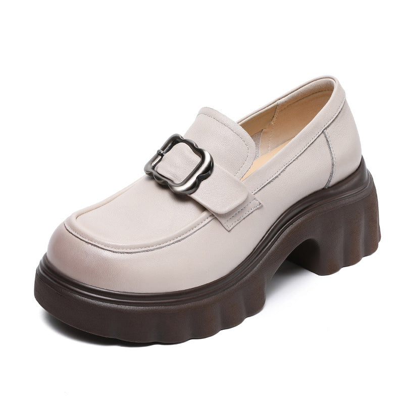 Women's Beautiful Natural Color Spring Genuine Retro Loafers