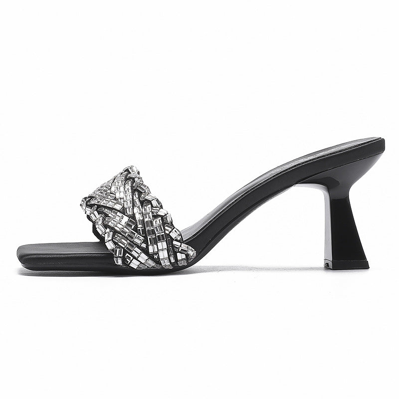Women's Style Beautiful Square Toe Stiletto Summer Outer Heels