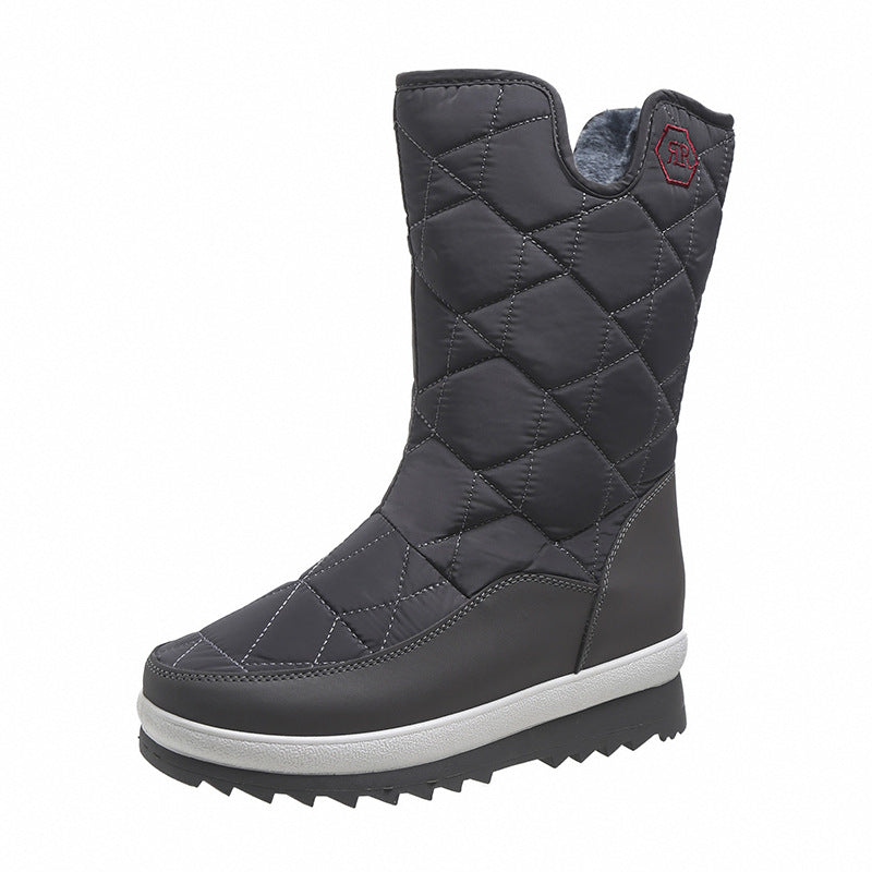 Warm Keeping Cotton Zip Side V Snow Boots