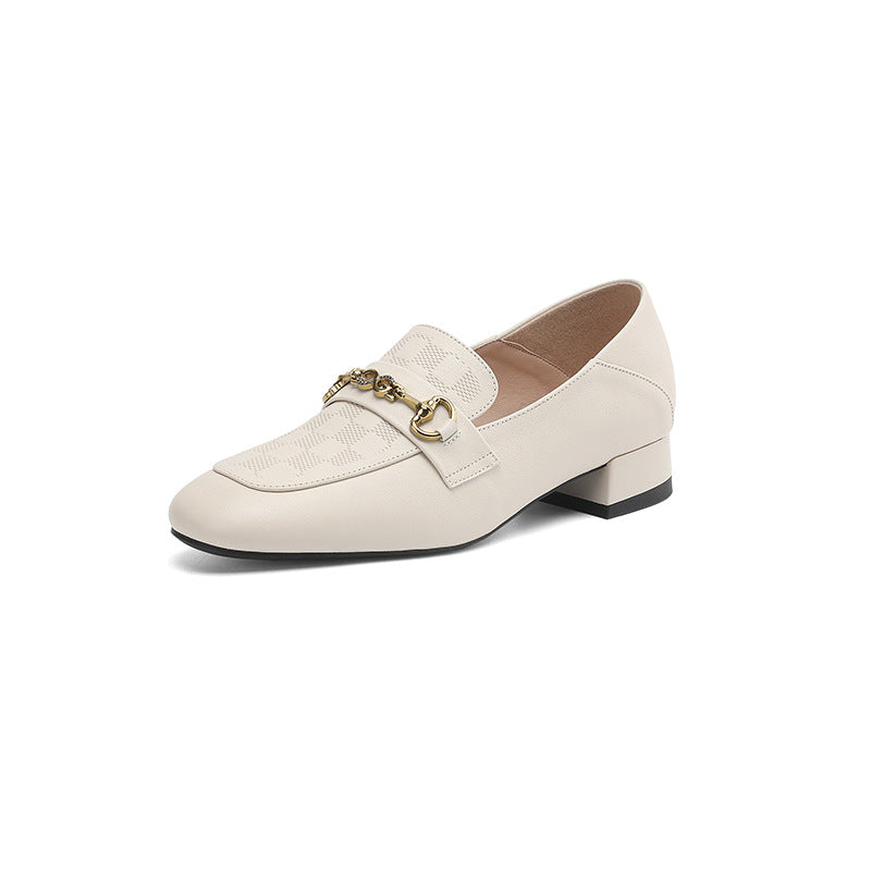 Women's Korean Style Square Toe Metal Fastener Lazy Dual-purpose Loafers
