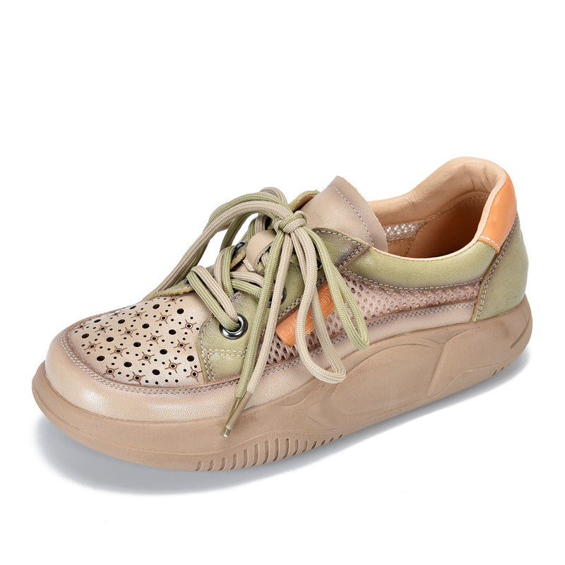 Women's Spliced Dad Thick Bottom Retro Genuine Sandals