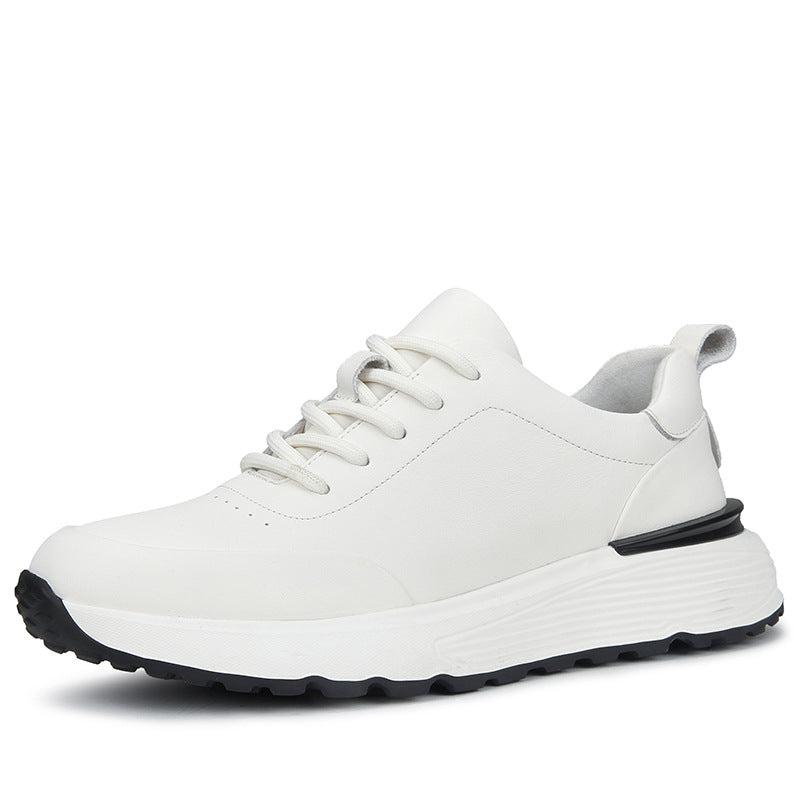 Men's Autumn First Layer Cowhide Trendy Platform Sneakers
