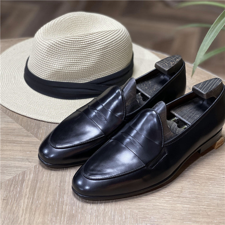 Men's Belgium Slip-on Green Fashion Business Leather Shoes