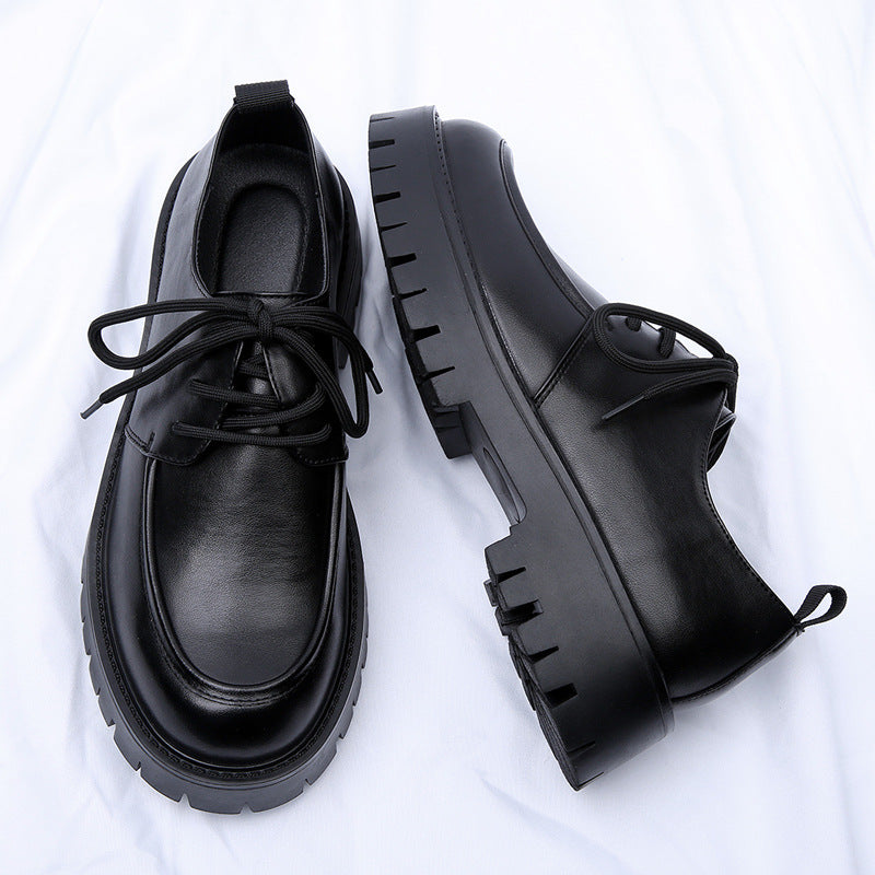 Men's Toe Korean Style Trendy Platform Hight Leather Shoes