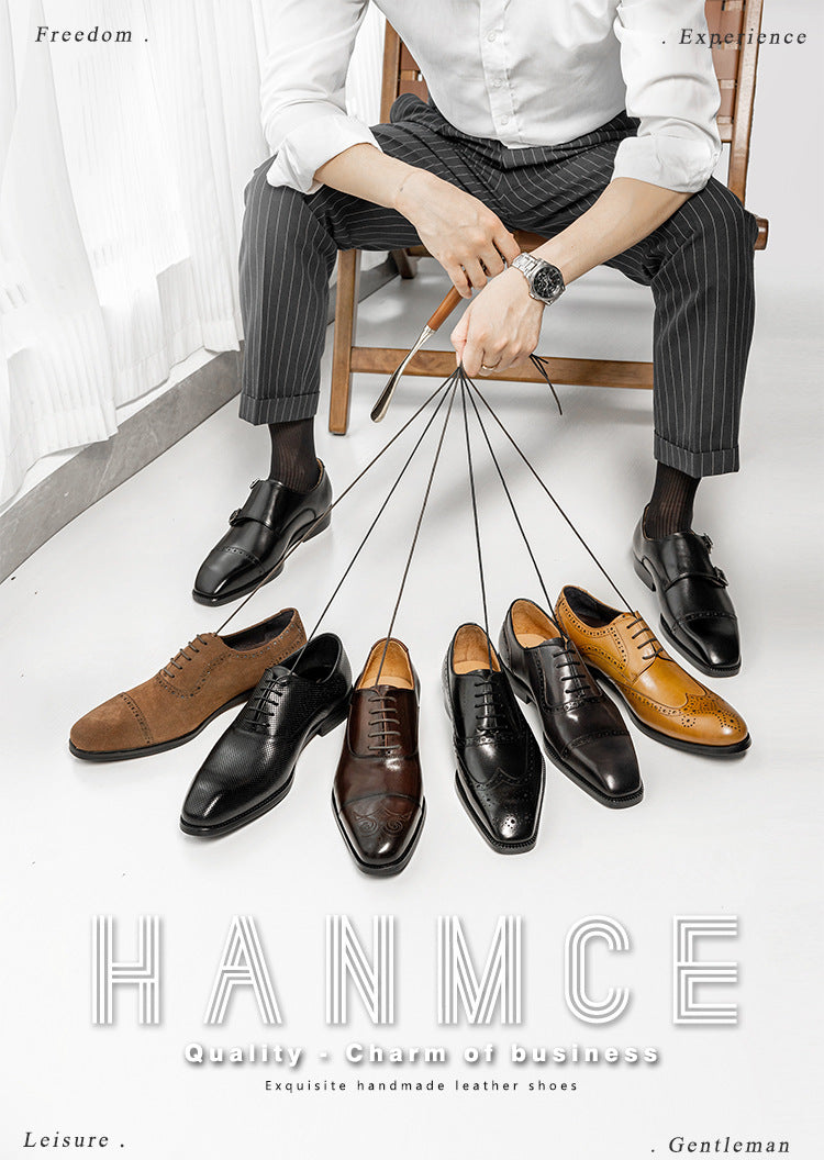 Men's Cowhide Business Formal Wear Patent High-grade Leather Shoes