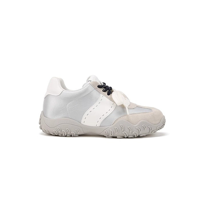 Women's Insole Mercerized Crescent Pearl Lace Sports Sneakers