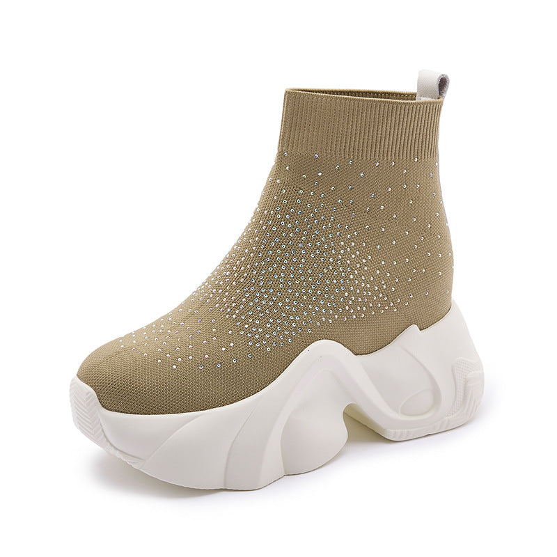 Women's Socks Fashionable Flying Woven Platform Height Sneakers