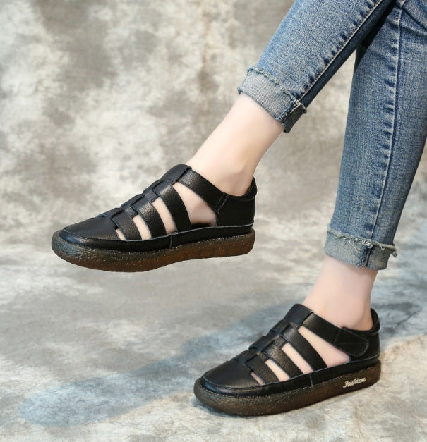 Women's Hollow Flat Authentic Toe Box Beef Tendon Sandals