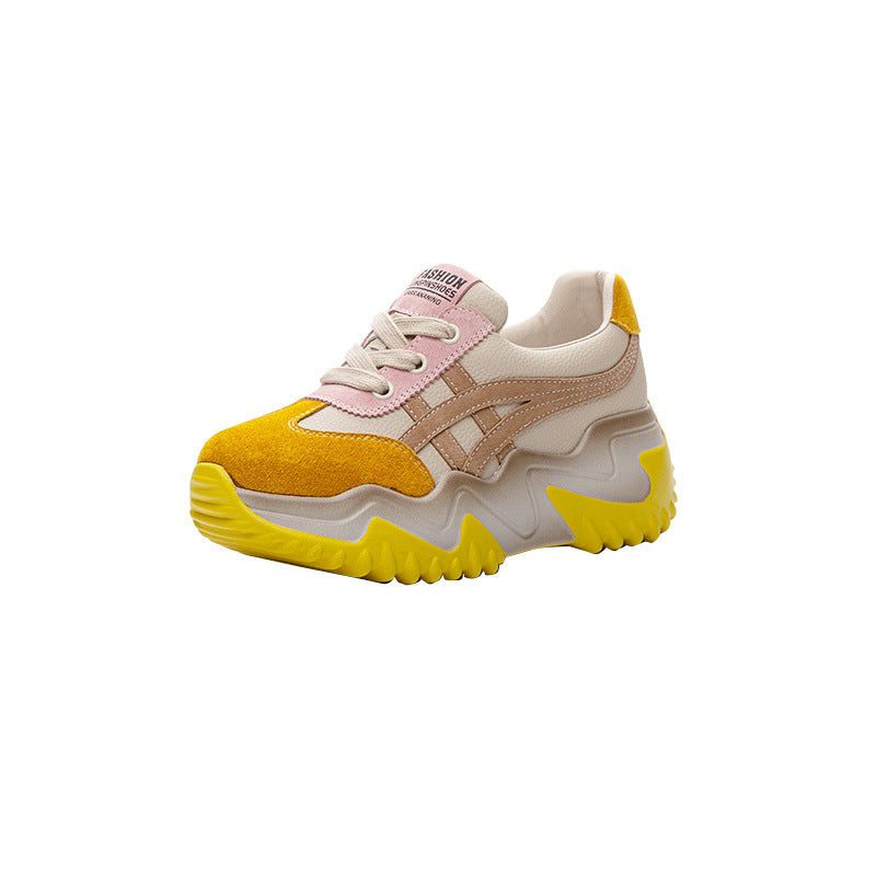 Women's Elevated Genuine Daddy Thick-soled Thin White Casual Shoes