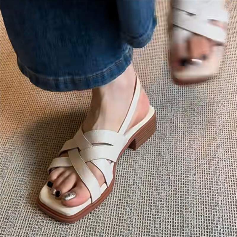 Women's Summer Version Cross Artistic Retro Soft Heels