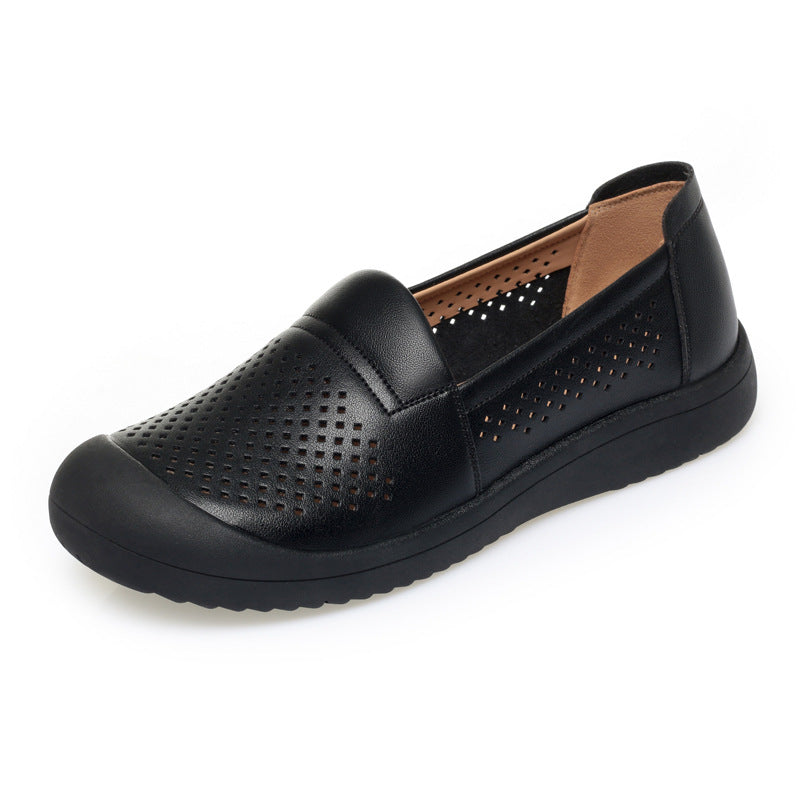 Women's Cowhide Genuine Closed Toe Soft Bottom Mom Women's Casual Shoes