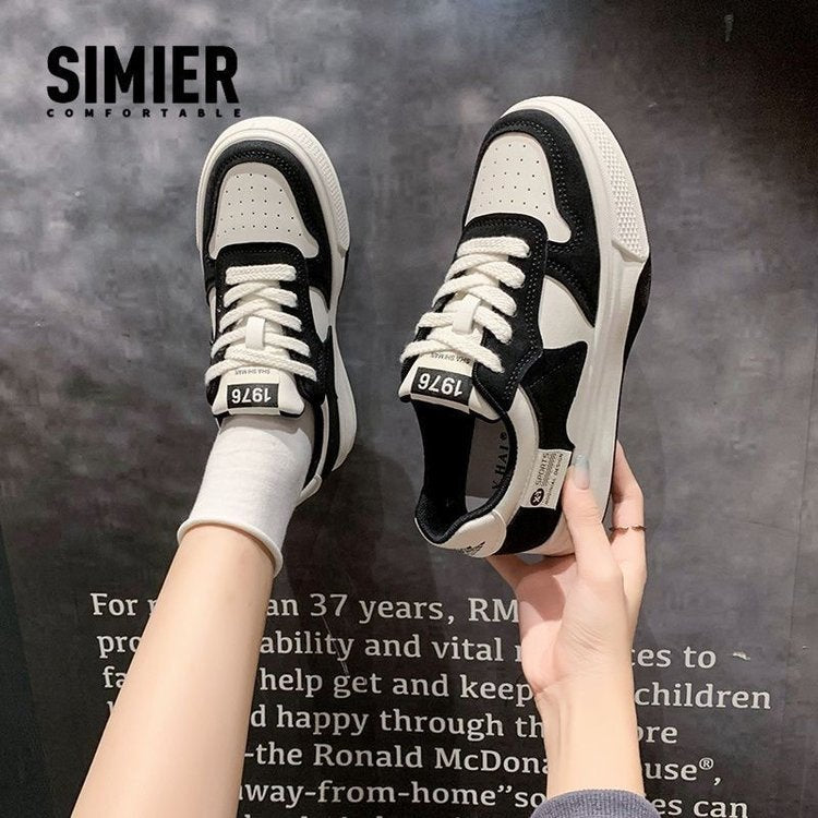 Women's Spring Thick-soled Female White Running Board Casual Shoes