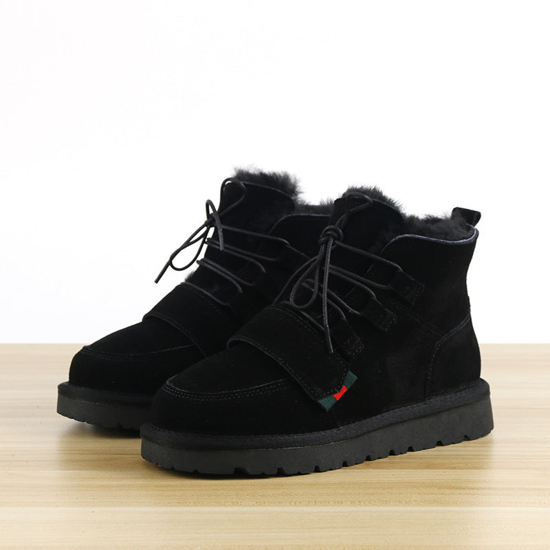 Women's Genuine Wool Winter Sheepskin Fur Cotton Boots
