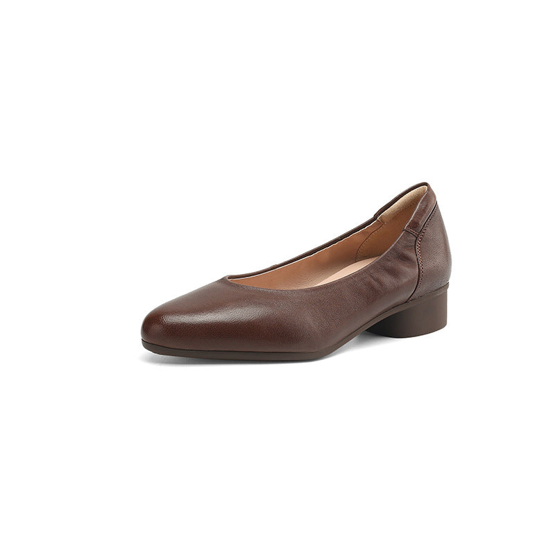 Women's Light Luxury Sheepskin Grandma Pointed Toe Chunky Women's Shoes