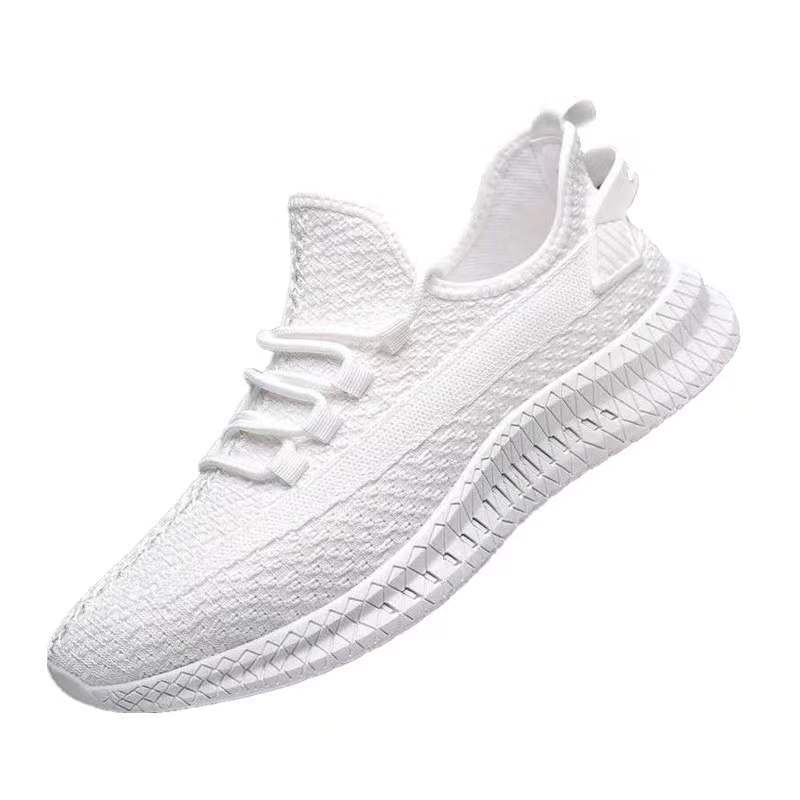 Men's Popular Flying Woven Breathable White Casual Shoes