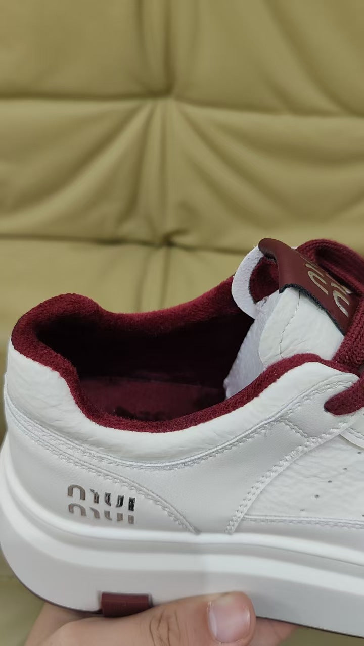 Women's Autumn White Red Muffin Bottom Sports Skate Thick Casual Shoes