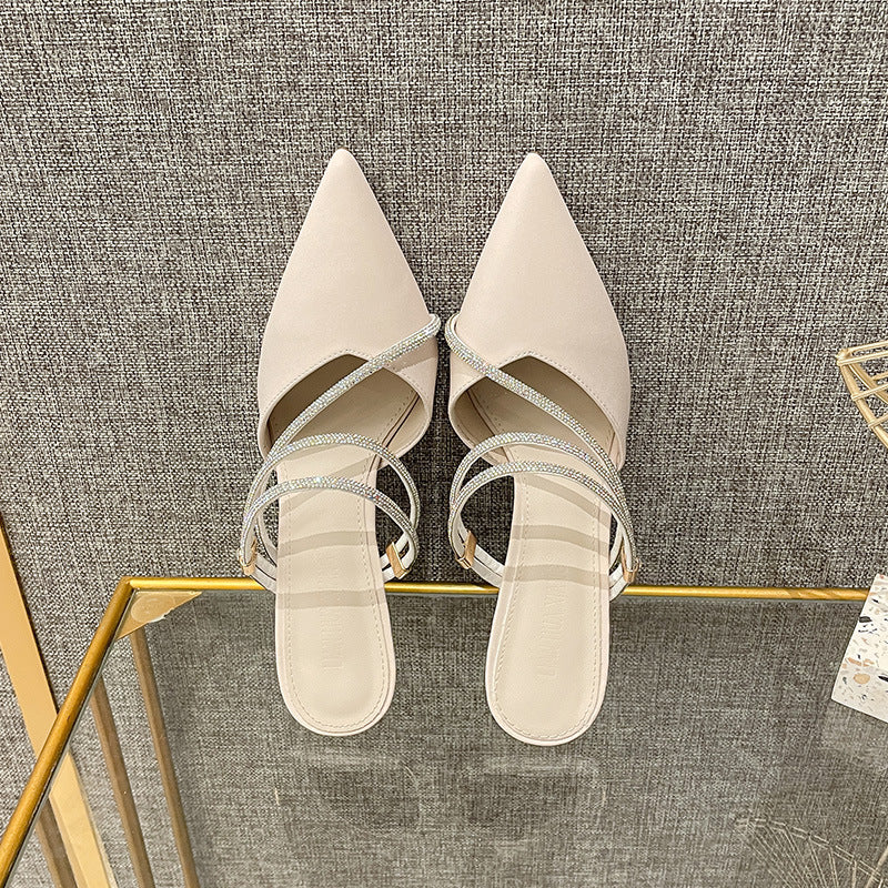 High Stiletto Solid Color Rhinestone Summer Heels