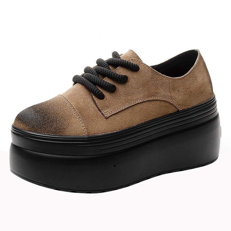Thick-soled Matte Cowhide Simple Fashion Solid Casual Shoes