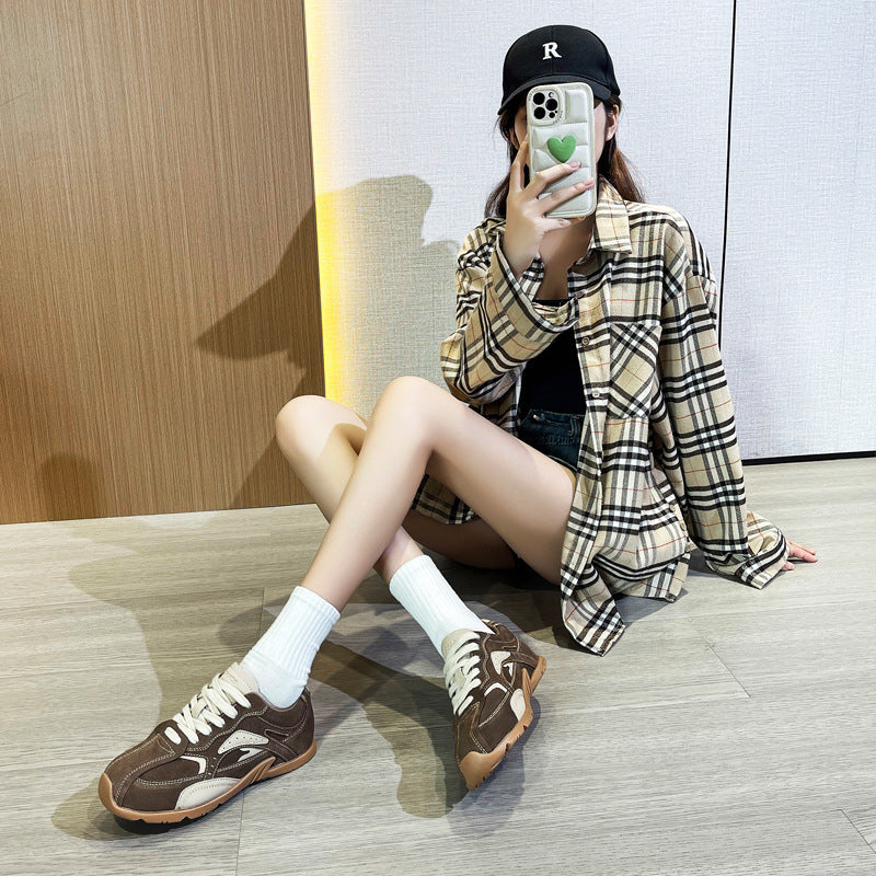 Women's American Retro Color Matching German Training Fashionable Casual Shoes