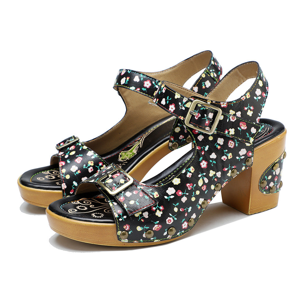 Retro Floral American Country Style Comfortable Sandals