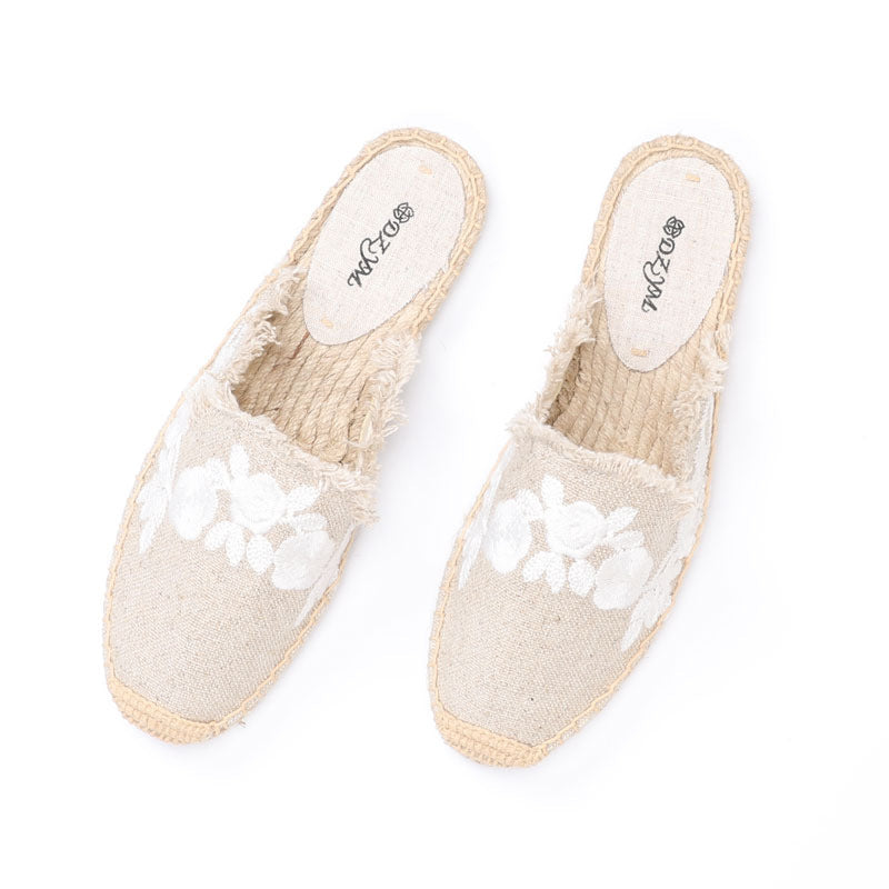 Women's Closed Toe Cotton Holiday Outdoor Embroidered Ethnic Slippers