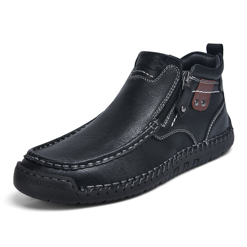 Men's Winter Side Zipper Fashion Short Plus Leather Shoes
