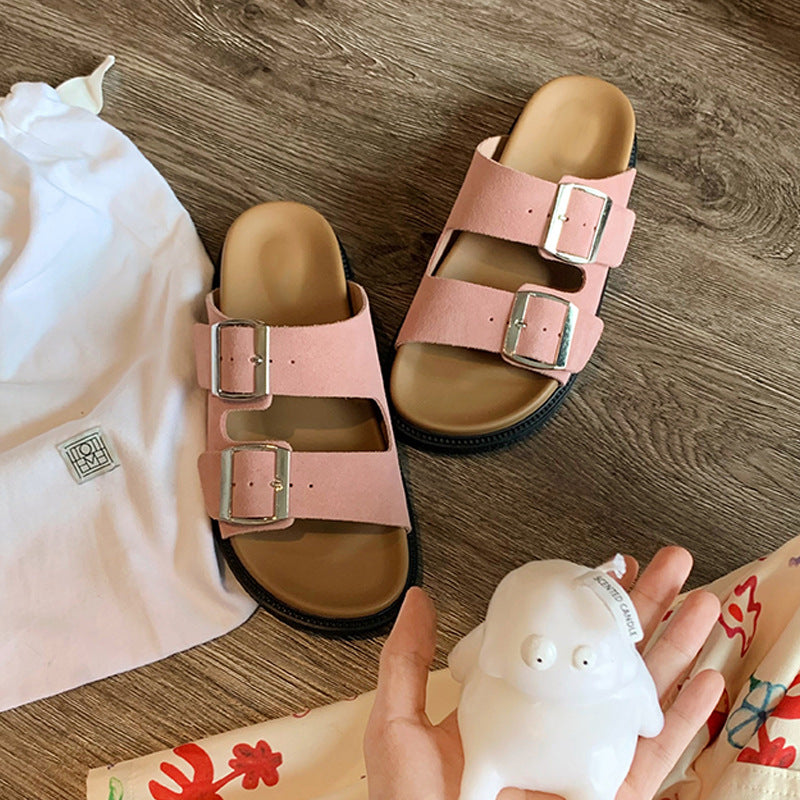 Grape Mom Florida Adjustable Square Buckle Slippers