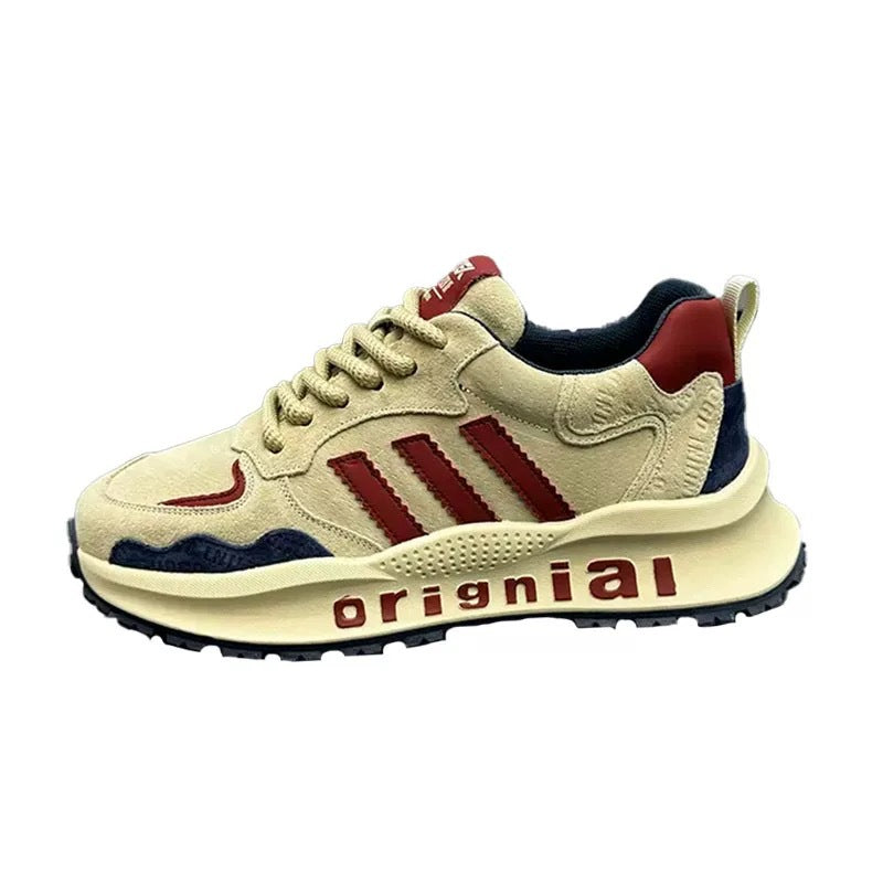 Men's Retro Three Bars Dad Comfortable Elevator Casual Shoes