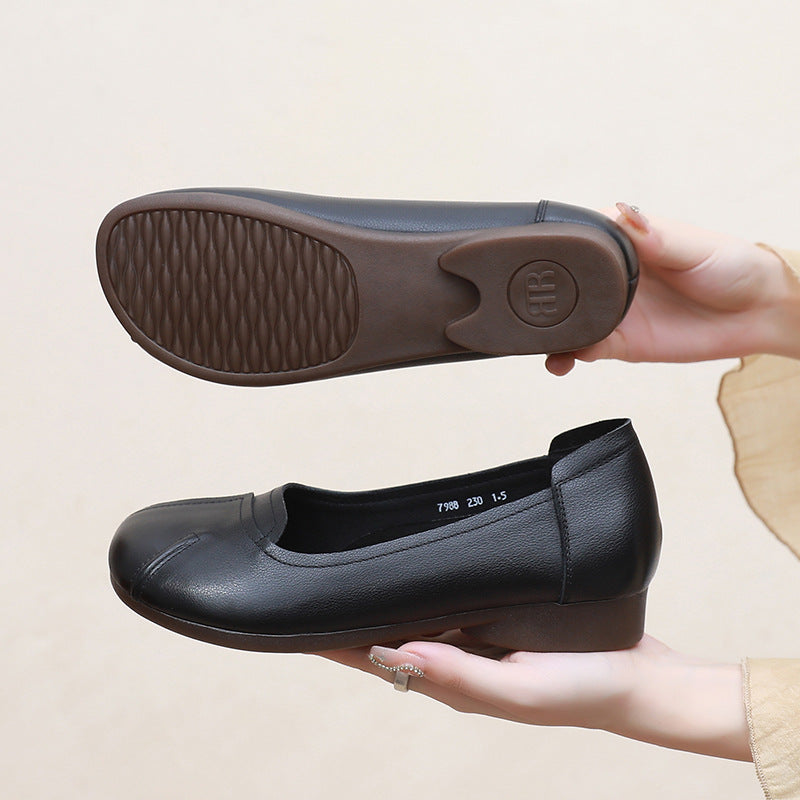 Women's & Men's Layer Cowhide Ethnic Style Retro Slip-on Casual Shoes