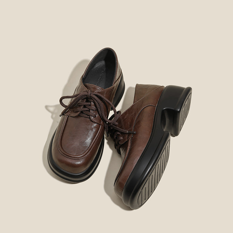 Women's Spring Platform Vintage British Lace Up Loafers