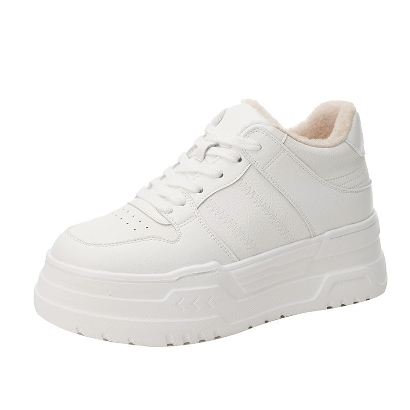 Platform Height Increasing Fleece-lined Fluffy Sports Sneakers
