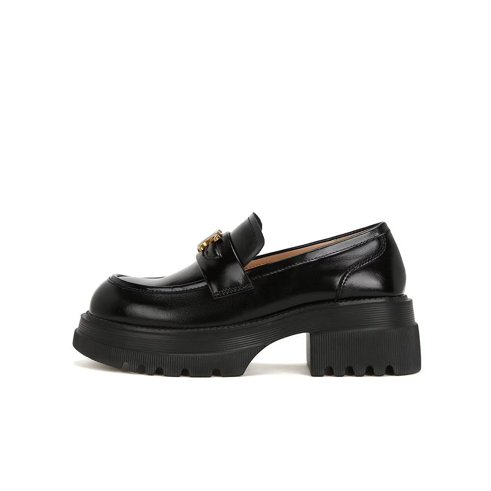 Women's Cowhide Soft Small Elevator Style Feet Loafers