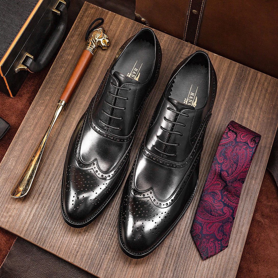 Men's Formal British Business Carved Oxford Brogue Leather Shoes